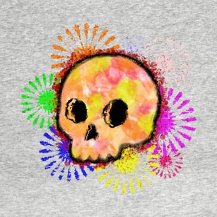 Colorful Floral Burst Skull Watercolor T-Shirt